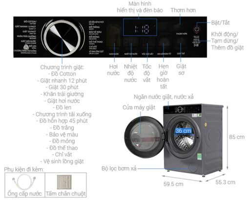 thong so ky thuat May giat Toshiba TW T25BU115MWVMG Inverter 10.5 kg