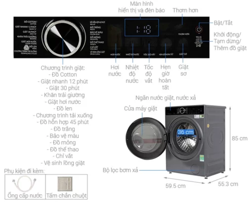 thong so ky thuat May giat Toshiba TW T25BU115MWVMG Inverter 10.5 kg