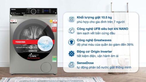 tinh nang May Giat Say Toshiba TWD BM115GF4VSK Inverter 10.5Kg Say 7Kg