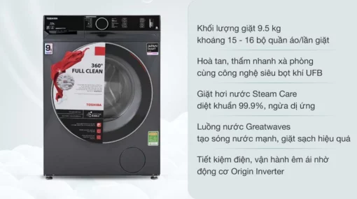 tinh nang May Giat Toshiba TW BK105G4VMG Inverter 9.5 Kg