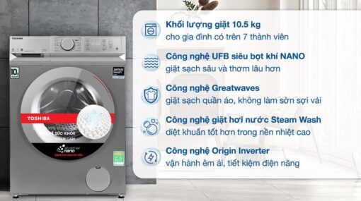 tinh nang May Giat Toshiba TW BL115A2VSS Inverter 10.5Kg