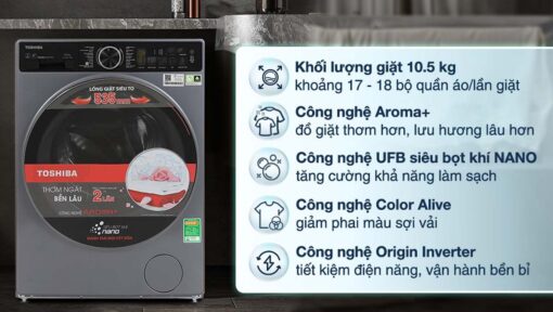 tinh nang May giat Toshiba TW T25BU115MWVMG Inverter 10.5 kg