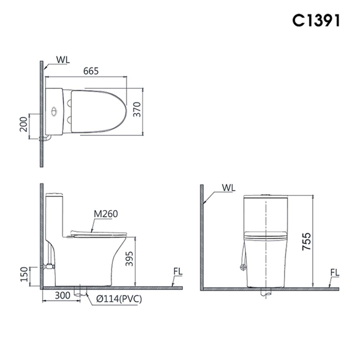 Bồn cầu 1 khối CAESAR C1391 nắp êm M260 - Ảnh 3
