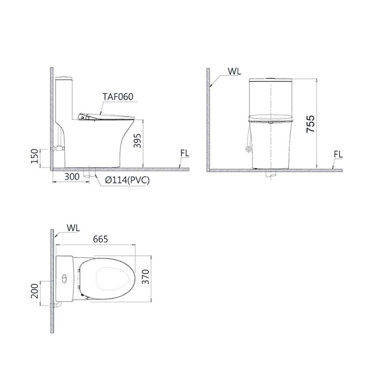 Bồn cầu thông minh CAESAR C1391 + TAF060 nắp rửa cơ - Ảnh 2