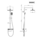 Bản vẽ kỹ thuật Vòi sen cây CAESAR S688C phím đàn nóng lạnh
