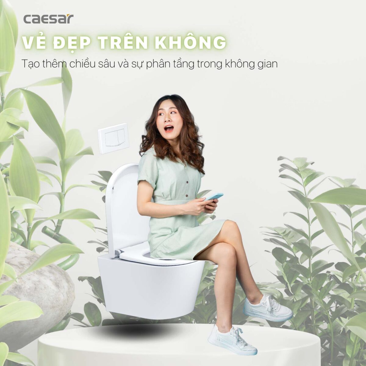 Bồn cầu treo tường CAESAR CPT1505 két nước âm TH1520 - Ảnh 12