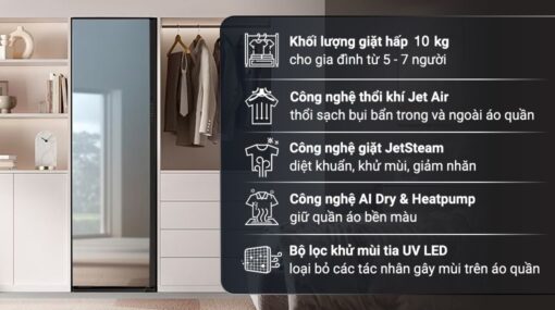TINH NANG Tu Say Cham Soc Quan Ao Samsung DF10A9500CGSV Bespoke 5 Moc
