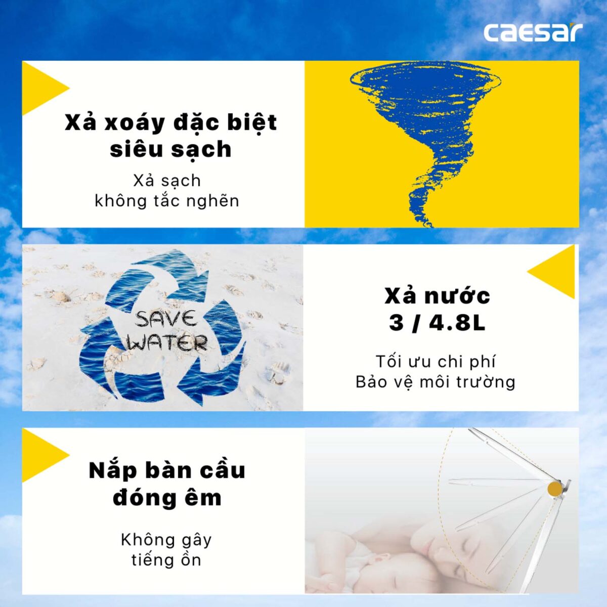 Bồn cầu thông minh CAESAR C1391F TAF400H nắp rửa điện tử - Ảnh 7