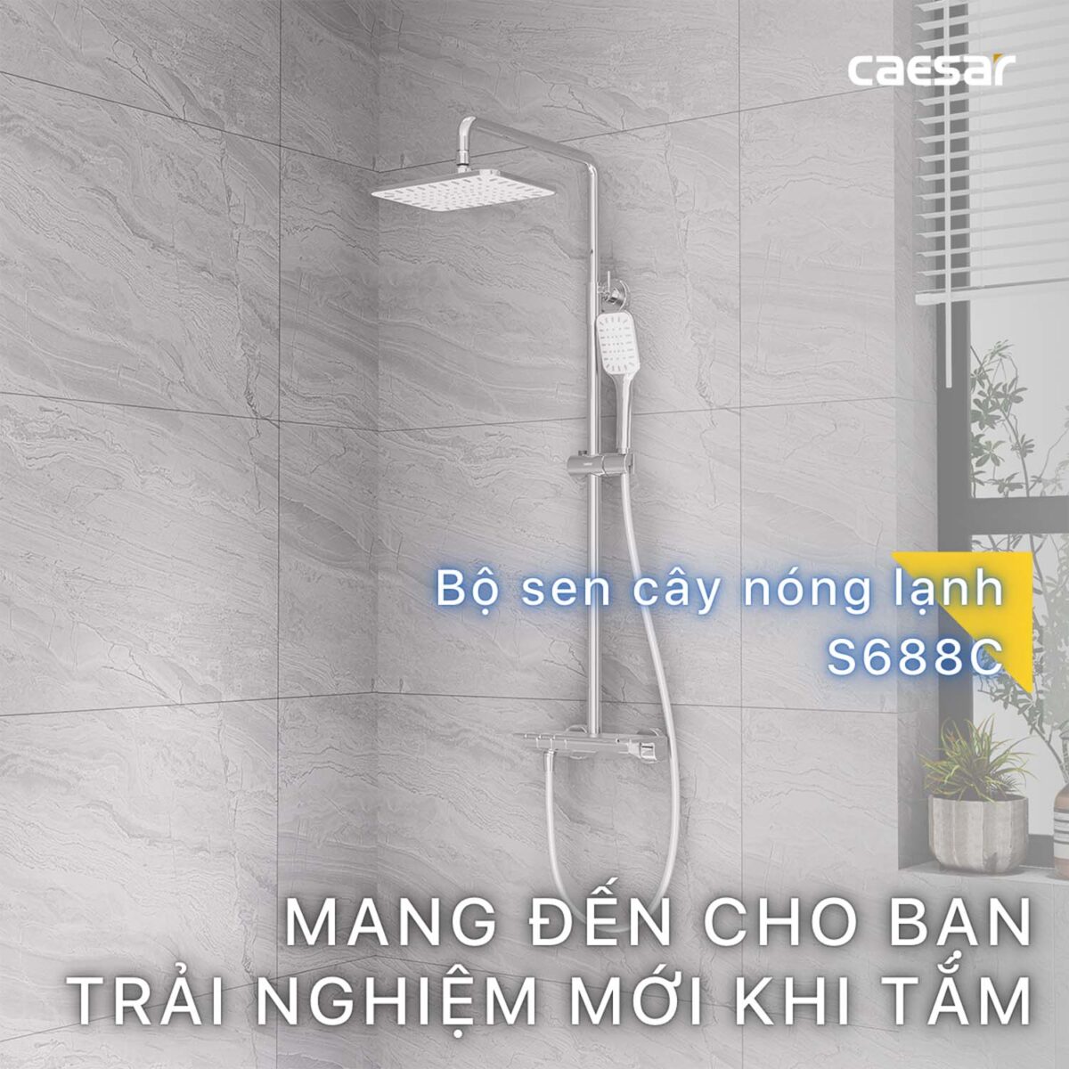 Vòi sen cây Caesar S688C phím đàn nóng lạnh - Ảnh 3