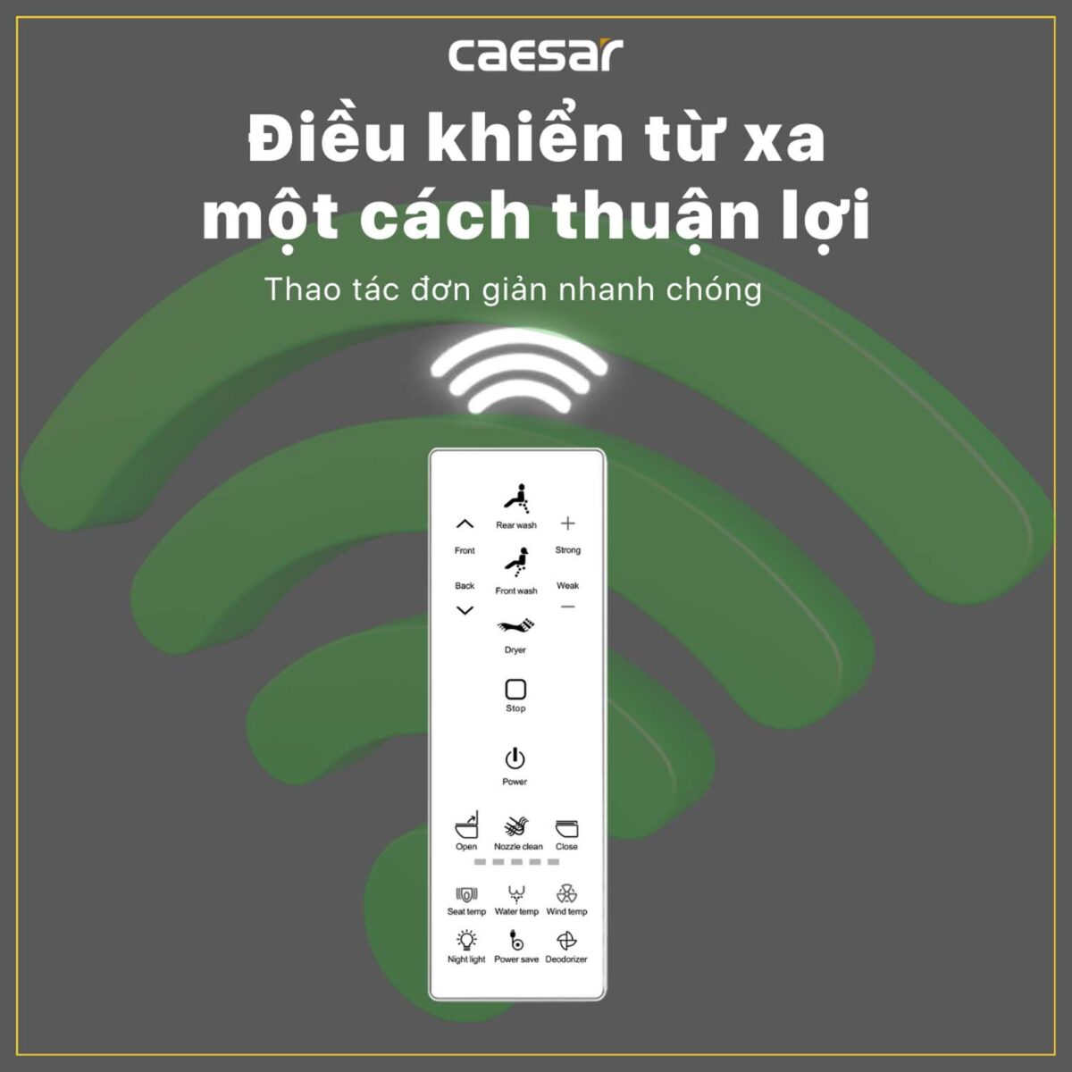 Bồn cầu thông minh CAESAR CT1338 TAF512H nắp rửa điện tử - Ảnh 14