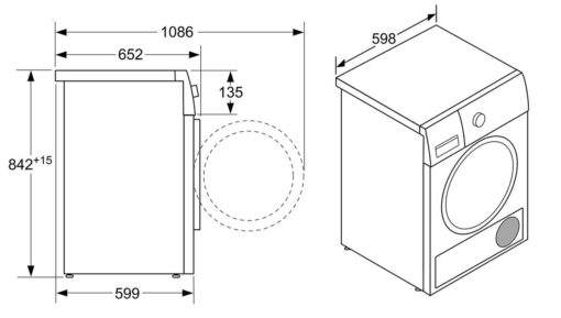 kich thuoc May say quan ao Bosch WTX87KH0BY 9Kg Serie 8