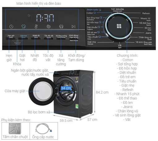 thong so ky thuat May Giat Aqua AQD A1052J.BK Inverter 10.5Kg