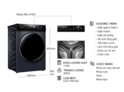 thong so ky thuat May Giat Aqua AQD D1103G.BK Inverter 11 Kg