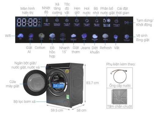 thong so ky thuat May Giat Aqua AQD DDW1000J.BK Inverter 10Kg