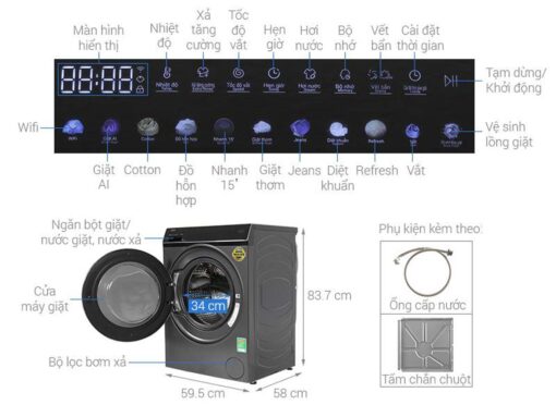 thong so ky thuat May Giat Aqua AQD DW1000J.BK Inverter 10Kg