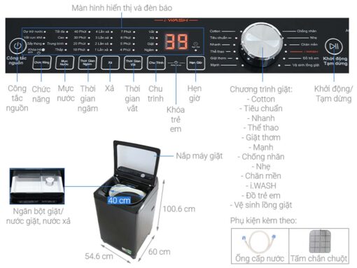 thong so ky thuat May Giat Aqua AQW FR101GT.BK 10 Kg
