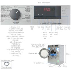 thong so ky thuat May Giat Beko WCV8614XB0STS 8 Kg Inverter