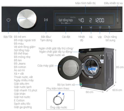 thong so ky thuat May Giat Samsung WW10T634DLXSV Inverter 10Kg