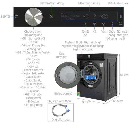 thong so ky thuat May Giat Samsung WW12CB944DGBSV Inverter 12Kg
