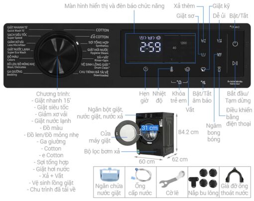 thong so ky thuat May Giat Samsung WW12CGC04DABSV Inverter 12Kg