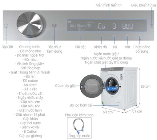 thong so ky thuat May Giat Samsung WW12CGP44DSHSV Inverter 12Kg