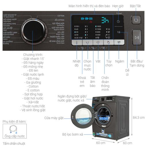 thong so ky thuat May Giat Samsung WW95TA046AXSV Inverter 95Kg
