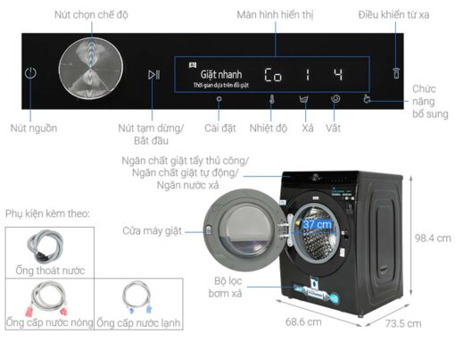 thong so ky thuat May Giat Say Samsung WD21T6500GVSV Inverter Giat 21Kg Say 12Kg