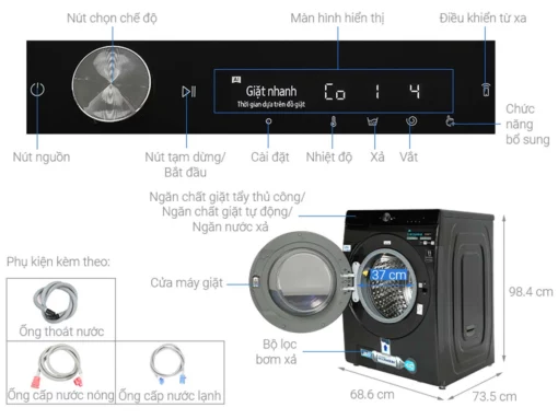 thong so ky thuat May Giat Say Samsung WD21T6500GVSV Inverter Giat 21Kg Say 12Kg