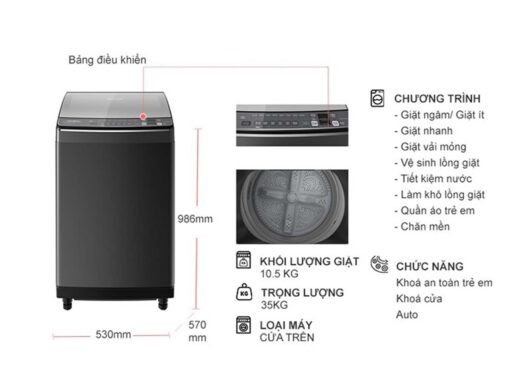 thong so ky thuat May Giat Sharp ES X105HV S Inverter 10.5Kg