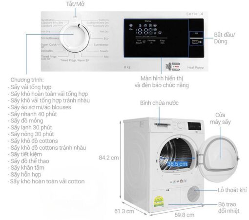 thong so ky thuat May say quan ao Bosch WTH83028SG 8Kg Series 4