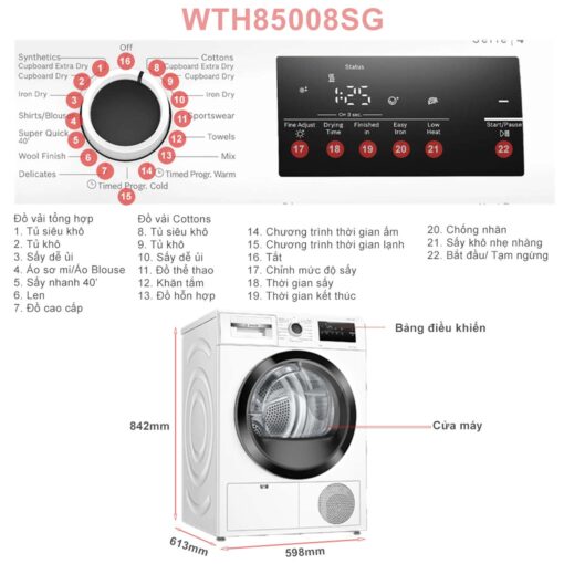 thong so ky thuat May say quan ao Bosch WTH85008SG 8Kg Series 4