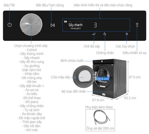 thong so ky thuat May say quan ao Samsung DV17B9750CVSV Bespoke 17Kg