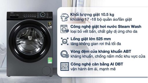 tinh nang May Giat Aqua AQD A1052J.BK Inverter 10.5Kg