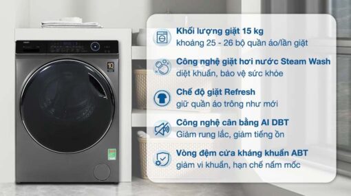 tinh nang May Giat Aqua AQD A1500H.PS Inverter 15 Kg