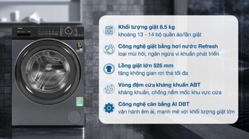 tinh nang May Giat Aqua AQD A852J.BK Inverter 8.5Kg