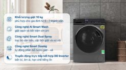 tinh nang May Giat Aqua AQD DDW1000J.BK Inverter 10Kg