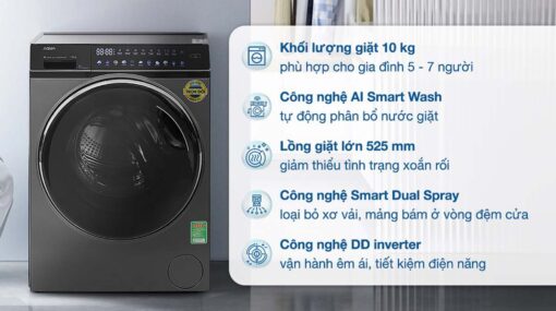 tinh nang May Giat Aqua AQD DW1000J.BK Inverter 10Kg