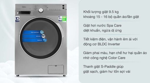 tinh nang May Giat Midea MFK95 1401SK Long Ngang Inverter 9.5 Kg