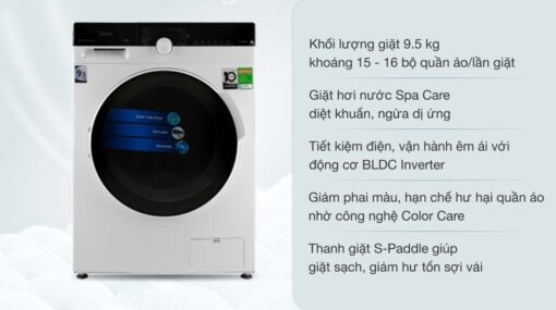 tinh nang May Giat Midea MFK95 1401WK Long Ngang Inverter 9.5 Kg