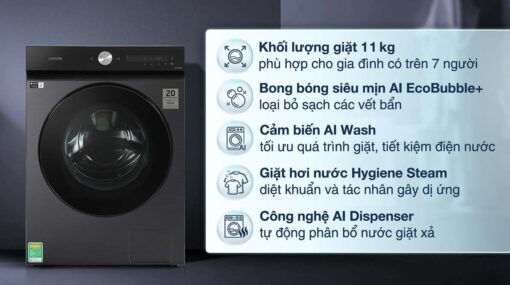 tinh nang May Giat Samsung WW11CB944DGBSV Bespoke Inverter 11Kg