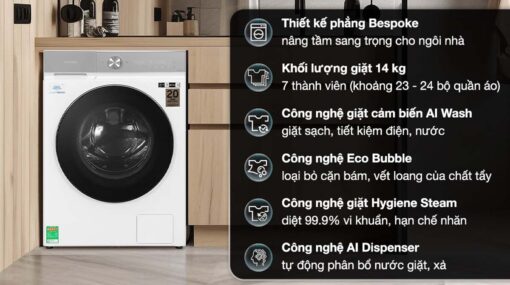 tinh nang May Giat Samsung WW14BB944DGHSV Bespoke Inverter 14Kg 10