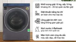 tinh nang May Giat Say Aqua Inverter AQD DH1500G.PP Giat 15 Kg Say 10 Kg