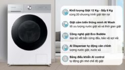 tinh nang May Giat Say Samsung WD12BB944DGHSV Bespoke AI Inverter Giat 12Kg Say 8Kg