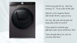 tinh nang May Giat Say Samsung WD95T754DBXSV Inverter 95Kg Say 6Kg