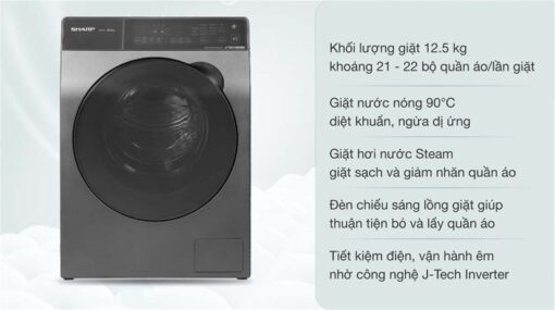 tinh nang May Giat Sharp ES FK1252PV S 12.5Kg Inverter
