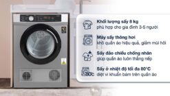 tinh nang May say quan ao Aqua AQH V800H.SS 8Kg