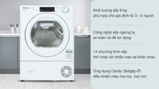 tinh nang May say quan ao Candy CSO C8TE S 8Kg