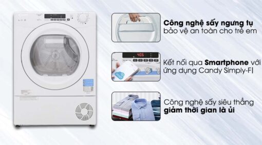 tinh nang May say quan ao Candy GVS C9DE S 9Kg