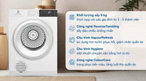 tinh nang May say quan ao Electrolux EDS904H3WC 9Kg