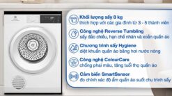 tinh nang May say quan ao Electrolux EDV804H3WC 8Kg